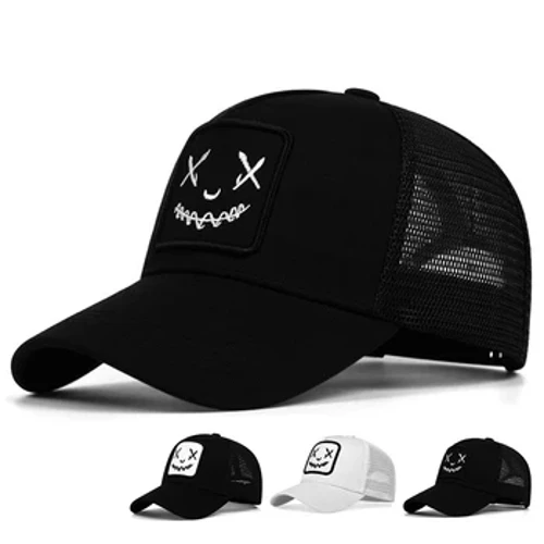 Dynion Merched Gwên Wyneb Brodwaith Capiau Baseball Cotwm Addasadwy Snapback Hetiau Rhwyll Hip Hop Cap Haf Awyr Agored Het Haul Hetiau Dad