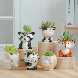 Bắc Âu Phong Cách Mới Gốm Động Vật Hoa Hoạt Hình Ngựa Vằn Cừu Đầu Bò Mini Nồi Hút Mật Cây Chậu Cây Cảnh Trang Trí Nhà Cửa