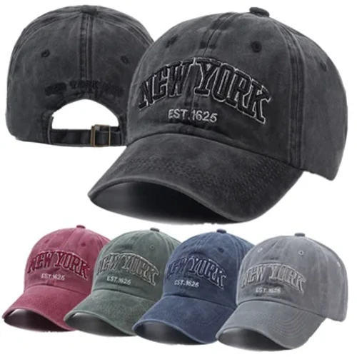 New York Washed Cotton Baseball Kepsar För Kvinnor Män Retro Brevbroderi Snapback Hattar Solskydd Hip Hop Pappa Hatt Casquette