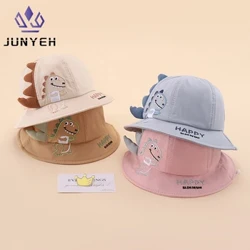Spring Baby Basin Hat Brodert Dinosaur Fisherman Hats Solluer Gutter Jenter Utendørs reiselue For barn 5-24 måneder