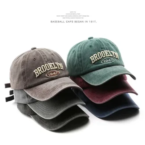 Retro brooklyn Llythyr Brodwaith Capiau Baseball Gwanwyn Haf Dynion Merched Cotwm Hat Achlysurol Addasadwy Hip Hop Dillad Stryd Hetiau Haul