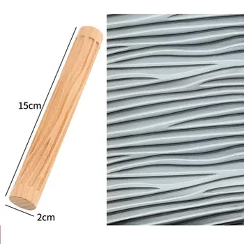 I-Wood Texture Mud ecindezelwe Iphethini ye-Roller Rod Embossed Polymer Clay Rolling Pin I-Ceramic Pottery Art
