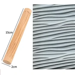 พื้นผิวไม้โคลน Pressed Roller รูปแบบ Rod นูน Polymer Clay Rolling Pin ศิลปะเครื่องปั้นดินเผาเซรามิค