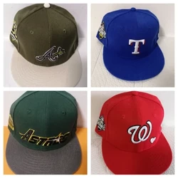 Boné de beisebol clássico da moda, chapéu da equipe, patch da série mundial bordado no painel direito, gorras totalmente fechadas