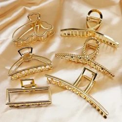 Thời Trang Mới Đơn Giản Vàng Vuốt Tóc Kẹp Bướm Hình Học Thanh Lịch Tóc Móng Vuốt Kẹp Cho Bé Gái Mũ Nữ Tóc Accessorie