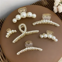 Eleganckie duże perłowe spinki do włosów dla kobiet duże rozmiary akrylowe spinki do włosów spinki do włosów krab Barrettes akcesoria do włosów dla kobiet