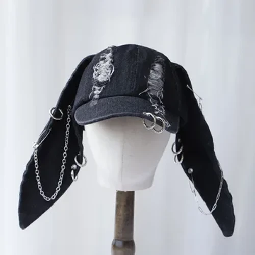 2024 Merch Poeth Newydd Newydd Jeans Hir Cwningen Clustiau Cwningen Hir Cowboi Het Pêl-fas Golchi Cap Hip Hop Graffiti Cap Pêl-fas Tîm Parti Merched Dynion