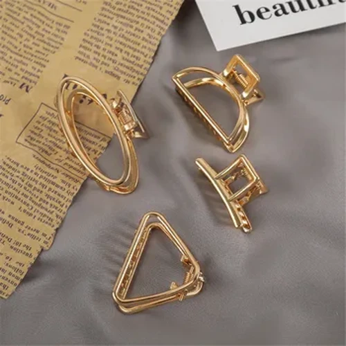 Einfache geometrische Goldfarbene Haarklammer aus Metall für Frauen und Mädchen, modische Haarspange in Herz- und Katzenform, Haarklammer, Haarschmuck, Kopfbedeckung