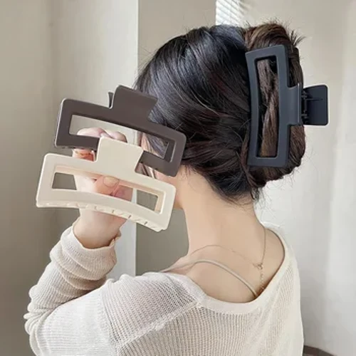 Korea Besar Solid Cakar Rambut Elegan Jepit Rambut Jepit Kepiting Jepit Rambut untuk Wanita Gadis Persegi Hiasan Kepala Aksesoris Rambut Perhiasan
