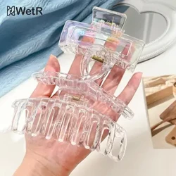 Primavara Vara Transparent Gradient Culoare Par Gheara Dulce Zana pentru Femei Big Crab Agrafe Moda Fete Accesorii Par