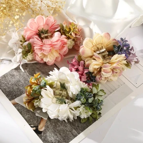 Mô Phỏng Lớn Hoa Vuốt Tóc Cho Nữ Thanh Lịch Acrylic Retro Hoa Hồng Đỏ Tóc Bên Kẹp Thời Trang Miễn Phí Vận Chuyển