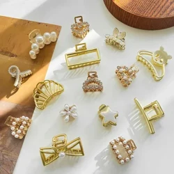 Thời Trang Trái Tim Rỗng Kim Loại Vuốt Tóc Kẹp Hình Học Hợp Kim Mini Vuốt Tóc Kẹp Cua Cho Nữ Cô Gái Phụ Kiện Tóc Dành Cho Nữ