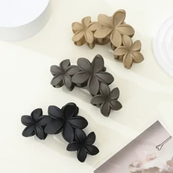 Pure Solid Color Matte Plastic Flower large Hair Claw Clip Malaki Trendy Pastel Rectangular Resin Hair Clip Claw para sa mga Babaeng Babae