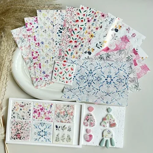 Polymer Clay Watercolor Transfer Paper Pag -ukit ng Pag -print ng Pagmomodelo ng pandekorasyon na papel na gawa sa kamay na ceramic craft pottery paggawa ng mga tool