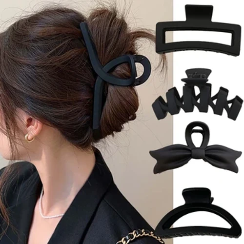 Suured mustad juukseklambrid naistele Mood Prantsuse elegantsed juukseklambrid Korea kirjaga Juukseklambrid Tüdrukutele Juuksenõelad Juuste aksessuaarid