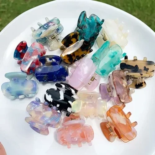 Lille Frisk Farverig Kvinder Klo Clip Elegant Sød Acetat Piger Hårspænder Enkelhed Hovedbeklædning Mini Shark Clip Hårtilbehør