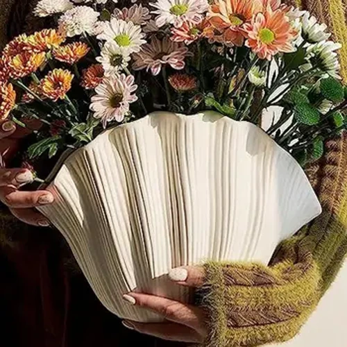 NordicModern Shell Design Ceramic Vase Biscuiting Conch Flower Planter Flower Arrangement Creative Desktop Ornaments Home Decor