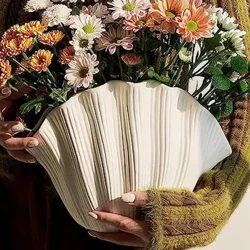 NordicModern Shell Design Keramisk Vase Kjeks Konkylie Blomsterplanter Blomsterarrangement Kreativ skrivebordspynt Hjemdekor