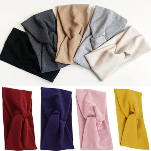 Frae Meedercher Solid Faarf Kappbänner Gestréckte Kotteng Hoer Bands Vintage Kräiz Turban Bandanas Hoer Bands Hoer Accessoiren
