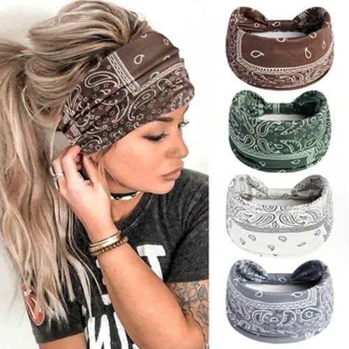 Đời Boho Nút Thắt Turbans Yoga Đầu Co Giãn Quấn Nữ Đầu Rộng Hairbands Mũ Hoa Chủ Đề Bandanas Tóc Thời Trang Phụ Kiện