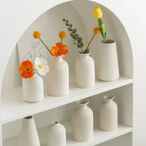 Vase ya Maua ya Nordic Vase Nyeupe ya Harusi ya Kauri Kitovu cha Mpangilio Mimea Chungu cha Maua Nyumbani Mapambo ya Eneo-kazi la Sebule
