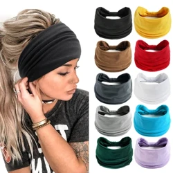 ʻO Boho hou kala paʻa paʻa poʻo ākea Vintage Knot Elastic Turban Headwrap no nā wāhine kaikamahine pulupulu ʻoluʻolu Bandana lauoho mea hoʻohana.