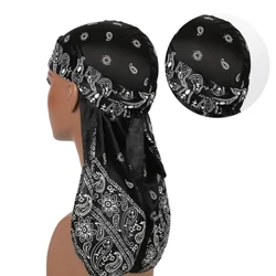Accessoires pour cheveux, Bandanas Durag soyeux, imprimés d'insectes, chapeaux pour femmes et hommes, chapeau de Pirate à longue queue, vagues do doo du rag, Turban