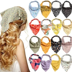 63 estilo bohemia bandana para mulheres faixas de cabelo elásticas triângulo lenço floral impressão cabeça envoltório cachecol acessórios para o cabelo headwear