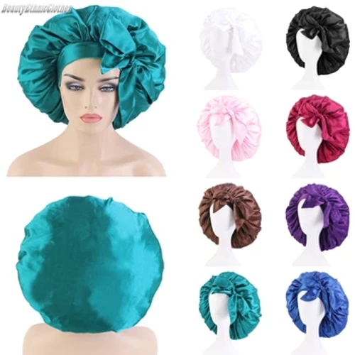 Yetişkin Kadın Yumuşak Saten Bonnet Saç Bakımı Uyku Kap Ayarlanabilir Bandanalar Şapka Türban Afrcian Headwrap Müslüman Başörtüsü Şapkalar