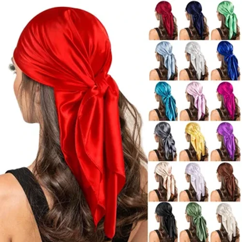 90 * 90 sm tekis rangli atlas kvadrat bosh ro'mol Moda kvadrat boshli ro'mol sharflar Ayollar fularli hijob ro'mol Bandana