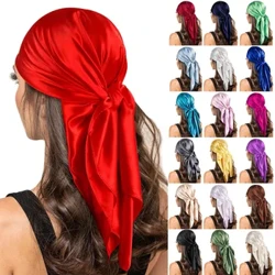 90 * 90 sm tekis rangli atlas kvadrat bosh ro'mol Moda kvadrat boshli ro'mol sharflar Ayollar fularli hijob ro'mol Bandana