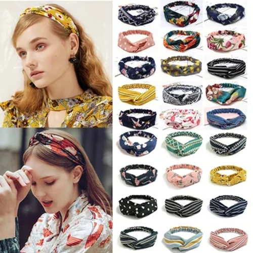 2020 Band pen Ffasiwn Bohemian Argraffu Bandiau Gwallt Ar gyfer Merched Merched Vintage Cross Knot Turban Bandanas Penwisgoedd Affeithwyr Gwallt