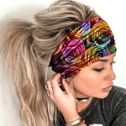 Boho Stretch Headwrap Emakumeen arrosa lore estanpatua buru-banda elastikoa ile-banda bandana buru-banda zapi zabala turbantea 2022