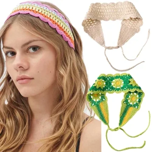 Haimeikang Mới Móc Tóc Nữ Khăn Đồng Màu Đan Mũ Trùm Đầu Chủ Đề Bandanas Co Giãn Rộng Hairbands Phụ Kiện Thời Trang