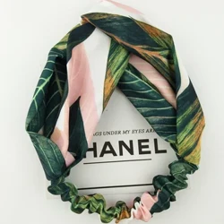Bandiau Gwallt Arddull Bohemian Haf Argraffu Headbands Ar gyfer Menywod Retro Cross Knot Bandage Turban Bandage Affeithwyr Gwallt
