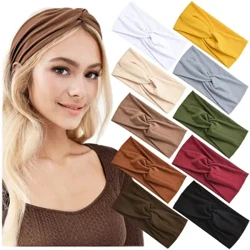 Rhwymyn Tyrban Bandanas Gwallt Bandiau Merched Headband Twist Turban Solid Eang Clymog Ioga Clymog Band Gwallt Affeithwyr Bandiau Gwallt Twist