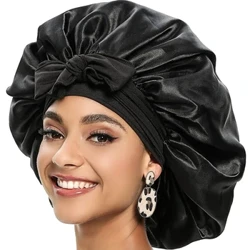 Bonnets Ipek Saten Şapka Saç Gece Saten Bonnet Saten Şapka Uyku Bonnets Kadınlar için Kap Bere Kıvırcık Örgü Saç DM04
