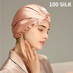 Caps Pure Silk Night Caps Mulberry Silk Sleeping Bonnet Hat Caillteanas Gruaige Turban Síoda ​​Nádúrtha Do Chuid Gruaige Codlata Síoda ​​Do Mhná