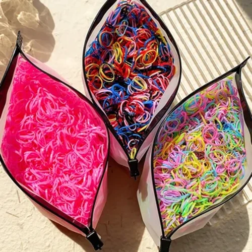 500/1000/2000 Pcs Gadis Warna-warni Sekali Pakai Karet Gelang Ikat Rambut Ikat Kepala Anak Ekor Kuda Band Aksesoris Rambut Anak