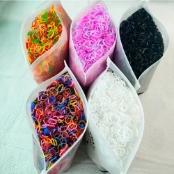 500/1000/2000pcs 소녀 다채로운 일회용 고무 밴드 헤어 넥타이 머리띠 어린이 포니 테일 홀더 밴드 어린이 헤어 액세서리