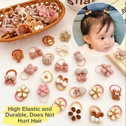 20 adet/takım sevimli karikatür ayı tavşan saç bandı kızlar elastik lastik bant şapkalar çiçek yay bebek çocuk saç aksesuarları süsler
