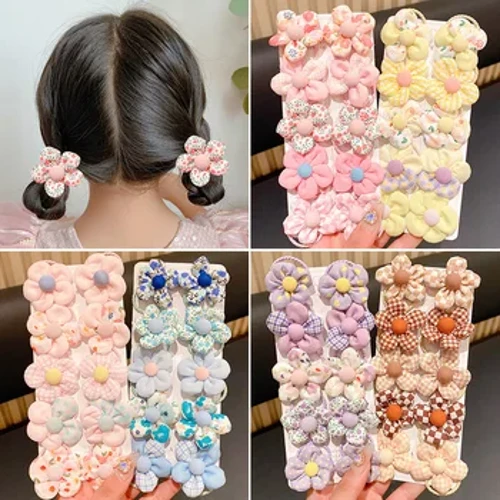 10 Adet/takım Yeni Bebek Kız Sevimli Renkler Çiçek Saç Bantları At Kuyruğu Tutucu Çocuk Yumuşak Scrunchies Kauçuk Çocuk Saç Aksesuarları