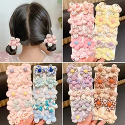 10 pièces/ensemble nouveau bébé fille couleurs mignonnes fleur bandes de cheveux élastique pour queue de cheval enfants doux chouchous en caoutchouc enfants cheveux accessoires