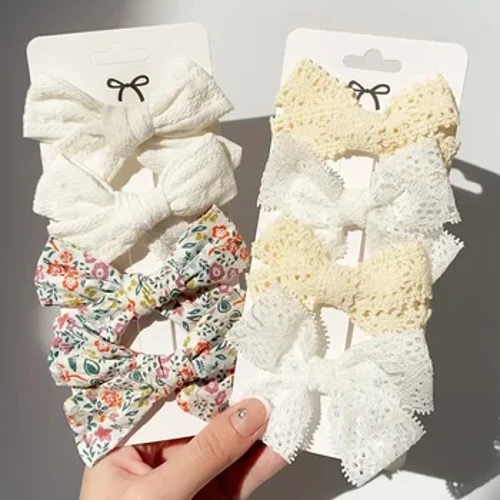 4/5 unids/set de horquillas con estampado bonito para niñas, pasadores con Clip para el pelo, accesorios para el cabello para bebés con lazo de algodón, regalo al por mayor