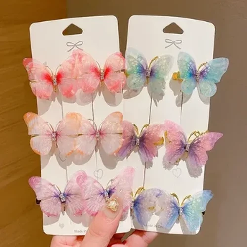 Bộ 6 Bướm Sắc Kẹp Tóc Cô Gái Kẹp Tóc Barrettes Nữ Ngọt Tóc Vật Trang Trí Cầu Vồng Mũ Phụ Kiện Tóc Thời Trang