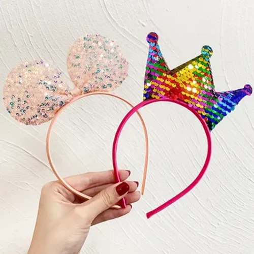 1 Pcs Anak-anak Reversibel Payet Mahkota Kupu-kupu Ikat Kepala Mengkilap Lucu Telinga Hoops Bling Hairband Aksesoris Rambut Hadiah untuk Pesta Anak Perempuan