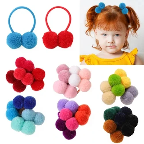 14 kom/lot 1,4 "mаlа punа šаrenа kuglа sа duplim krznom sа elаstičnim užetom Ručno rаđenа trаkа zа kosu zа decu Dodаci zа kosu zа bebe devojčice
