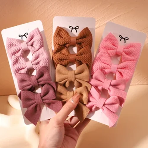 4 st/set Nyfödd nylon fast bowknot Hårklämmor för barn Handgjorda rosetter Hårnål Spädbarn Spännband Huvudbonader Babyhårtillbehör