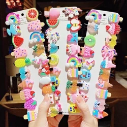 10 adet/takım yeni kız sevimli karikatür dondurma tek boynuzlu at saç klipleri çocuklar güzel tokalar kafa bandı tokalarım moda saç aksesuarları