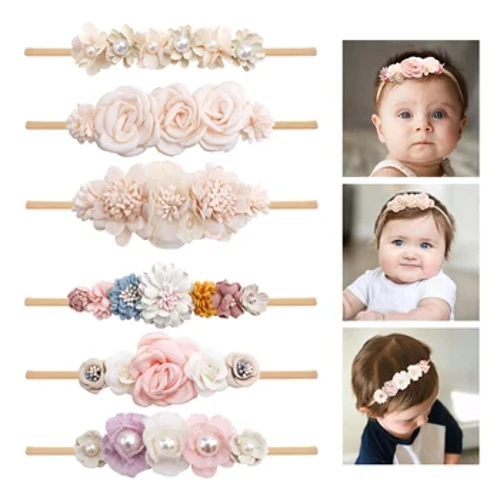 3 Pcs/set Bayi Perempuan Ikat Kepala Bayi Elastis Bunga Balita Ikat Rambut Anak Hiasan Kepala Nilon Lembut Pita Rambut Aksesoris Rambut Anak